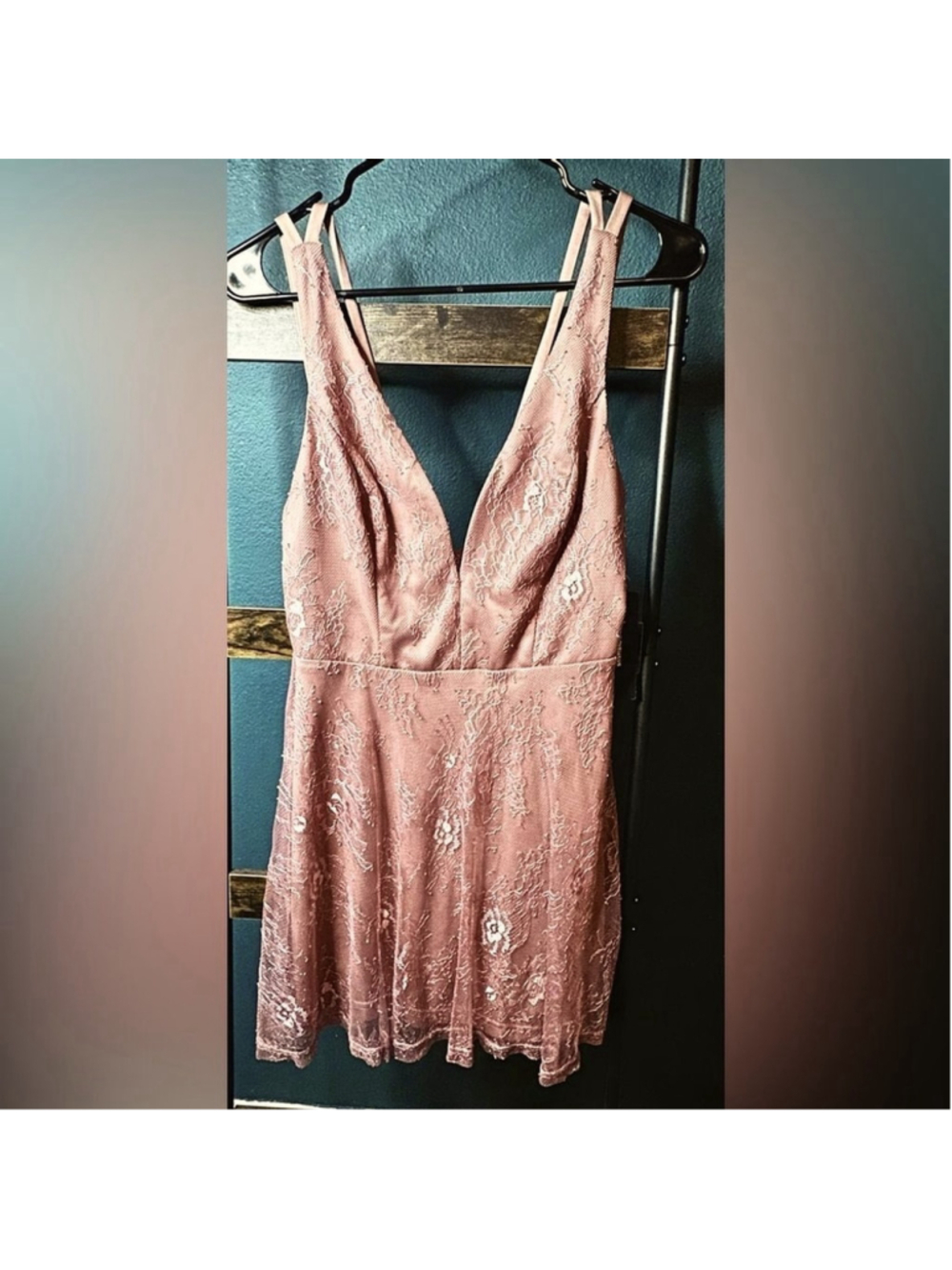 Lulus Pink Lace Mini Dress Women's Small Sleeveless V-Neck Skater NWOT - Picture 5 of 8